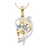 Image 1 : 0.03 CTW Diamond Double Dolphin Mom Pendant 10KT Two-tone Gold - REF-10K5W