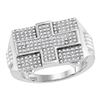 Image 1 : 0.64 CTW Mens Diamond Rectangle Cross Cluster Ring 10KT White Gold - REF-71K9W