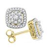 Image 1 : 0.50 CTW Diamond Square Cluster Screwback Earrings 10KT Yellow Gold - REF-40Y4X