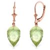 Genuine 19 ctw Green Amethyst Earrings Jewelry 14KT Rose Gold - REF-35M9T