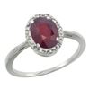 Image 1 : Natural 1.52 ctw Ruby & Diamond Engagement Ring 14K White Gold - REF-41N2G