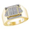 Image 1 : 0.35 CTW Mens Diamond Square Cluster Ring 10KT Yellow Gold - REF-44F9N