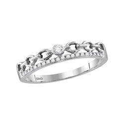 0.08 CTW Diamond Rolo Link Stackable Ring 10KT White Gold - REF-13Y4X