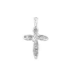 0.28 CTW Diamond Cross Pendant 10KT White Gold - REF-14X9Y