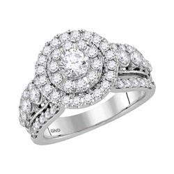 1.99 CTW Diamond Solitaire Halo Bridal Engagement Ring 14KT White Gold - REF-285Y2X