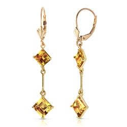 Genuine 3.75 ctw Citrine Earrings Jewelry 14KT Yellow Gold - REF-30V6W