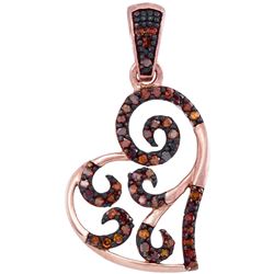 0.15 CTW Red Color Diamond Heart Love Pendant 10KT Rose Gold - REF-16H4M