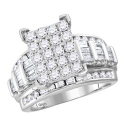 3.02 CTW Diamond Cluster Bridal Engagement Ring 10KT White Gold - REF-240W2K