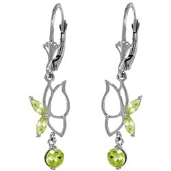 Genuine 0.80 ctw Peridot Earrings Jewelry 14KT White Gold - REF-38V2W