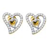 0.19 CTW Diamond Heart Love Earrings 10KT Yellow Gold - REF-19F4N