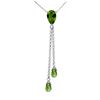 Genuine 3.75 ctw Peridot Necklace Jewelry 14KT White Gold - REF-23M5T