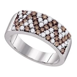 1.05 CTW Cognac-brown Color Diamond Chevron Ring 10KT White Gold - REF-64Y4X