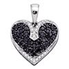 0.51 CTW Black Color Diamond Dainty Heart Pendant 10KT White Gold - REF-22X4Y