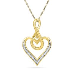 0.07 CTW Diamond Infinity Heart Love Pendant 10KT Yellow Gold - REF-10Y5X