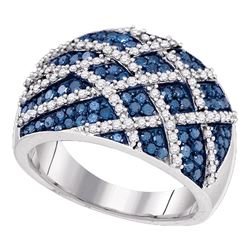 1.33 CTW Blue Color Diamond Cocktail Lattice Ring 10KT White Gold - REF-82N4F