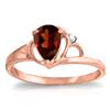 Genuine 0.66 ctw Garnet & Diamond Ring Jewelry 14KT Rose Gold - REF-31N4R