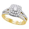 1 CTW Diamond Double Halo Bridal Engagement Ring 14KT Yellow Gold - REF-104N9F