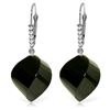 Genuine 31.15 ctw Black Spinel & Diamond Earrings Jewelry 14KT White Gold - REF-50M5T