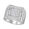 1 CTW Mens Diamond Arched Square Cluster Ring 10KT White Gold - REF-71X3Y