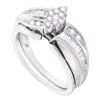 0.40 CTW Diamond Cluster Bridal Engagement Ring 10KT White Gold - REF-44W9K