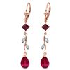 Genuine 3.97 ctw Ruby & Diamond Earrings Jewelry 14KT Rose Gold - REF-56R3P