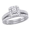 0.96 CTW Princess Diamond Bridal Engagement Ring 14KT White Gold - REF-127F4N