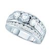 1 CTW Diamond 3-stone Bridal Engagement Ring 14k White Gold - REF-149W9K