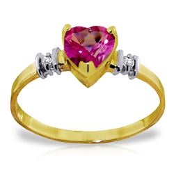 Genuine 0.98 ctw Pink Topaz & Diamond Ring Jewelry 14KT Yellow Gold - REF-31Y2F