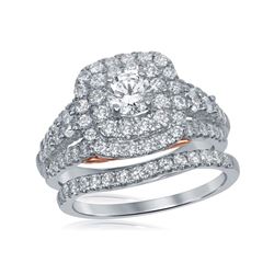 2 CTW Diamond Bellissimo Double Halo Bridal Engagement Ring 14KT White Gold - REF-299M9H