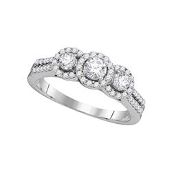 0.75 CTW Diamond 3-stone Bridal Engagement Ring 14k White Gold - REF-87N2F