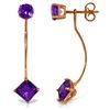 Genuine 4.15 ctw Amethyst Earrings Jewelry 14KT Rose Gold - REF-32P2H