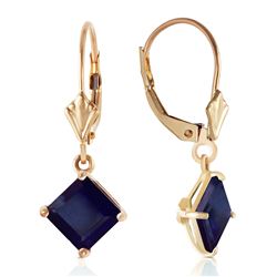 Genuine 2.9 ctw Sapphire Earrings Jewelry 14KT Yellow Gold - REF-42V2W