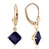 Genuine 2.9 ctw Sapphire Earrings Jewelry 14KT Yellow Gold - REF-42V2W