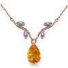 Genuine 1.52 ctw Citrine & Diamond Necklace Jewelry 14KT Rose Gold - REF-30T7A