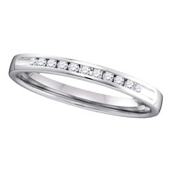 0.10 CTW Diamond Single Row Wedding Ring 14KT White Gold - REF-19H4M