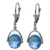 Genuine 6.5 ctw Blue Topaz Earrings Jewelry 14KT White Gold - REF-43N4R