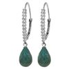 Genuine 6.9 ctw Green Sapphire Corundum & Diamond Earrings Jewelry 14KT White Gold - REF-54W5Y