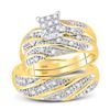 Image 1 : 0.25 CTW His & Hers Diamond Cluster Matching Bridal Ring 10KT Yellow Gold - REF-30Y2X