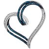 0.22 CTW Blue Color Diamond Heart Outline Pendant 10KT White Gold - REF-24K2W