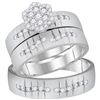 0.63 CTW His & Hers Diamond Cluster Matching Bridal Ring 14KT White Gold - REF-127X4Y