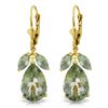Genuine 13 ctw Green Amethyst Earrings Jewelry 14KT Yellow Gold - REF-61X2M