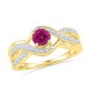 0.10 CTW Created Pink Sapphire Solitaire Diamond Ring 10KT Yellow Gold - REF-20K9W