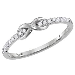 0.11 CTW Diamond Infinity Knot Stackable Ring 10KT White Gold - REF-13H4M