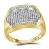 Image 1 : 0.50 CTW Mens Diamond Rectangle Arched Cluster Ring 10KT Yellow Gold - REF-33N8F