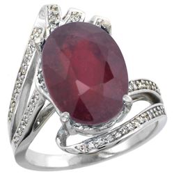 Natural 6.28 ctw ruby & Diamond Engagement Ring 14K White Gold - REF-100Z3Y