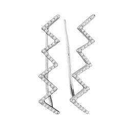 0.20 CTW Diamond Chevron Climber Earrings 10KT White Gold - REF-22F4N