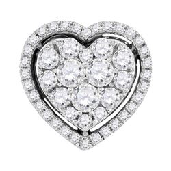 1 CTW Diamond Heart Cluster Pendant 10KT White Gold - REF-82K4W