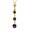 Genuine 1.25 ctw Amethyst Necklace Jewelry 14KT Yellow Gold - REF-29P3H