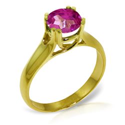 Genuine 1.10 ctw Pink Topaz Ring Jewelry 14KT Yellow Gold - REF-57M6T