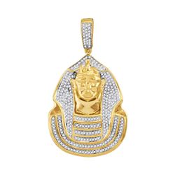 0.90 CTW Mens Diamond Pharaoh Cluster Charm Pendant 10KT Yellow Gold - REF-75X2Y